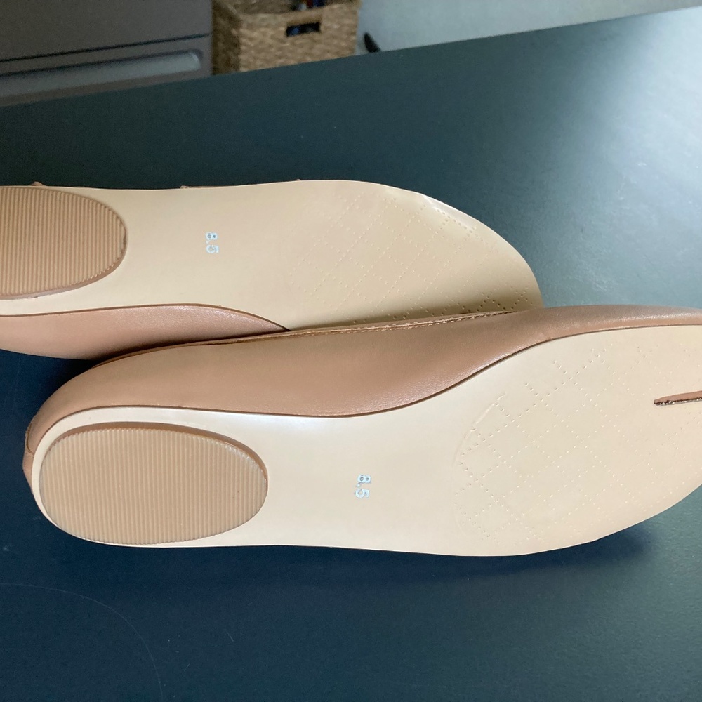 Tabi Split Toe Ballet Faux Leather Flat Shoes Apricot Tan Beige 39 38.5 8.5 9 - Picture 11 of 12